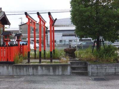 工場敷地内の植栽の間の雑草を手抜きと草刈り機で除草した事例｜大阪市西淀川区（作業前）