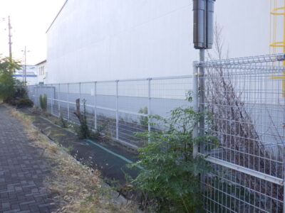 物流センター周囲の除草作業と低木剪定を半日で実施した事例｜大阪市此花区