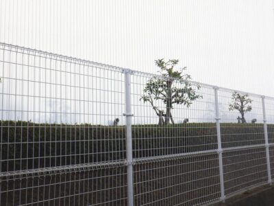 草がボーボーに生い茂った工場のフェンス周りの除草作業を4人1日で実施した事例｜大阪府大阪市港区