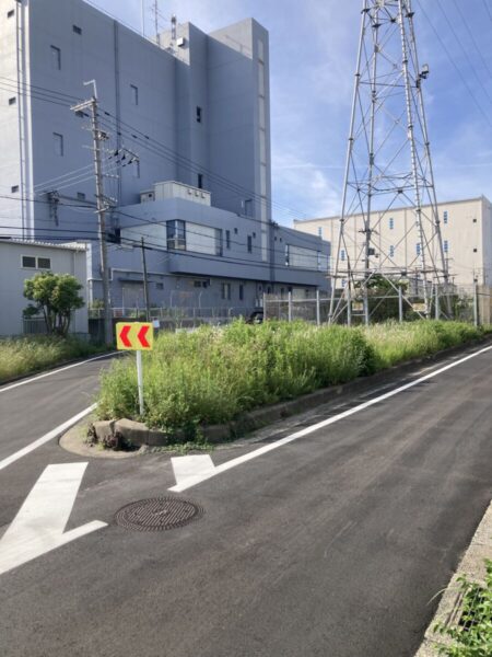 工場周辺の緑地帯における草刈り作業前(Before)